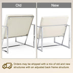 Glitzhome Mid Century White Accent Chair, Modern Living Room Armchairs - Image 3