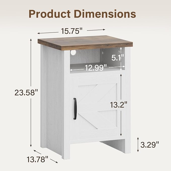 JUMMICO Farmhouse Nightstand, Modern Bedside Table - Image 6