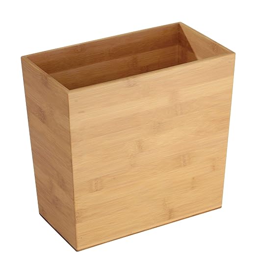 iDesign Rectangular Bamboo Waste Basket, The Formbu Collection – 10.5" x 5.75" by iDesign