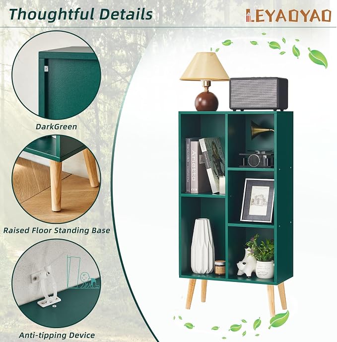 LEYAOYAO 5 Cube Bookshelf 3-Tier Bookcase - Image 5