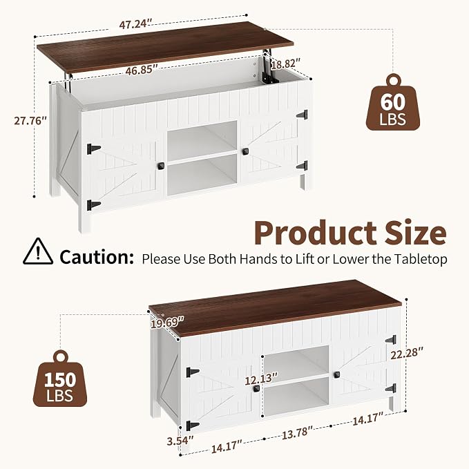 47.3“ Lift Top Coffee Table - Image 2