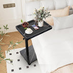 C Table End Table Adjustable Height, 360°Swivel TV Tray Table - Image 2