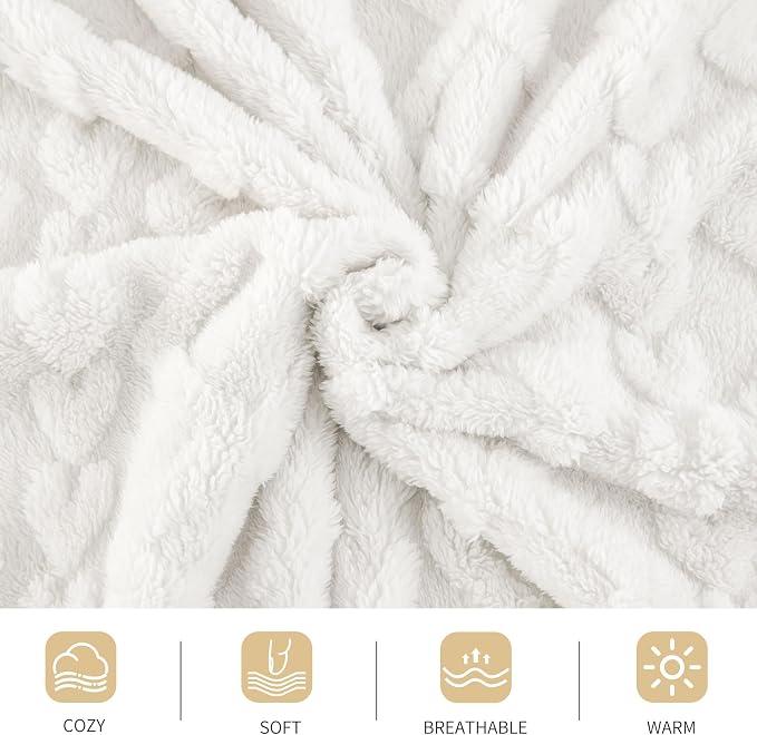 Aganear Fleece Throw Blanket for Bed Couch 90"x108" White | Lightweight Fuzzy - Image 9