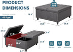 36" Large Square Ottoman with Storage, Tufted Upholstered Storage Ottoman with - Image 2