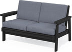 SERWALL HDPE Outdoor Patio Loveseat, All Weather Wood-Like Outdoor Sofa HDPE by SERWALL