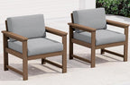 SERWALL 2 Pieces Single Cushioned Lounge Chair, HDPE Outdoor Adirondack Sofa by SERWALL