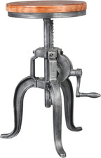 Topower Antique Industrial DIY Crank Stool Cast Iron Three-Legged Chair Bar - Image 3