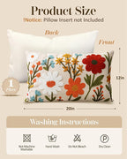Embroidered Lumbar Pillow Cover 20x12 Inch, Flower Cluster | Decorative Throw - Image 4