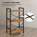 Homeiju Bookshelf, 3 Tier Industrial Bookcase, Metal Small Bookcase, Rustic - Image 8