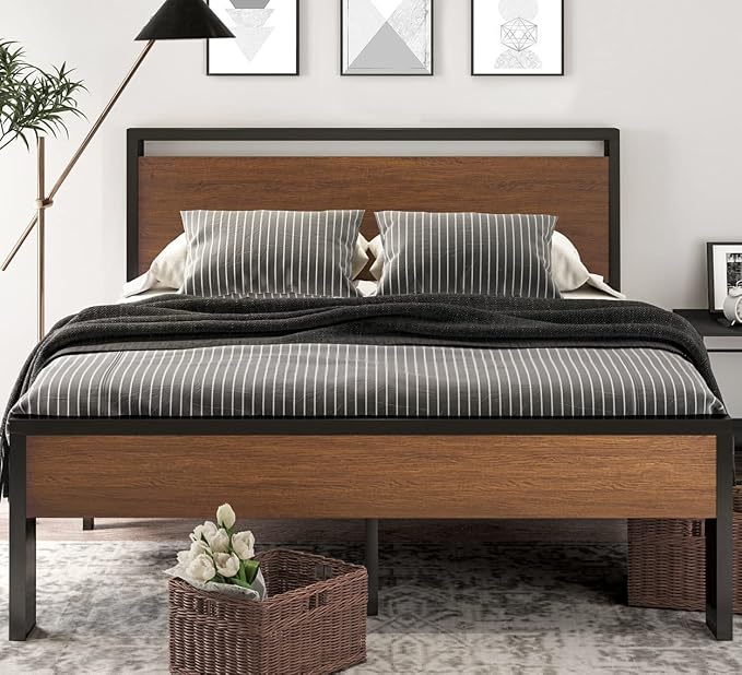 SHA CERLIN 14 Inch King Size Metal Platform Bed Frame - Image 3