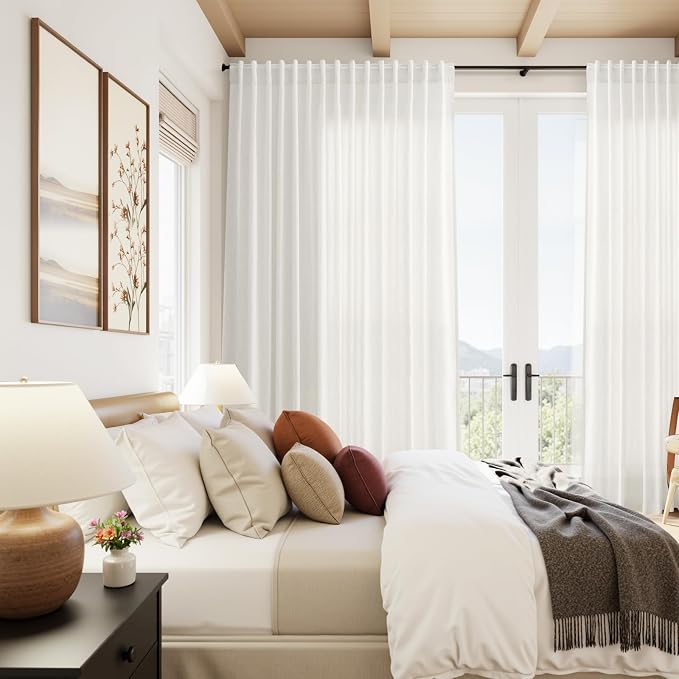 Extra Wide Linen Curtains for Living Room Bedroom 84 Inches Long Light - Image 8