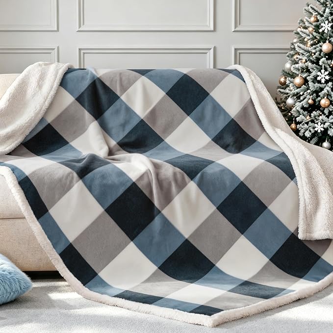 PU MEI Sherpa Fleece Throw Blanket 60" x 80" Reversible Plush Fluffy Large Big - Image 5