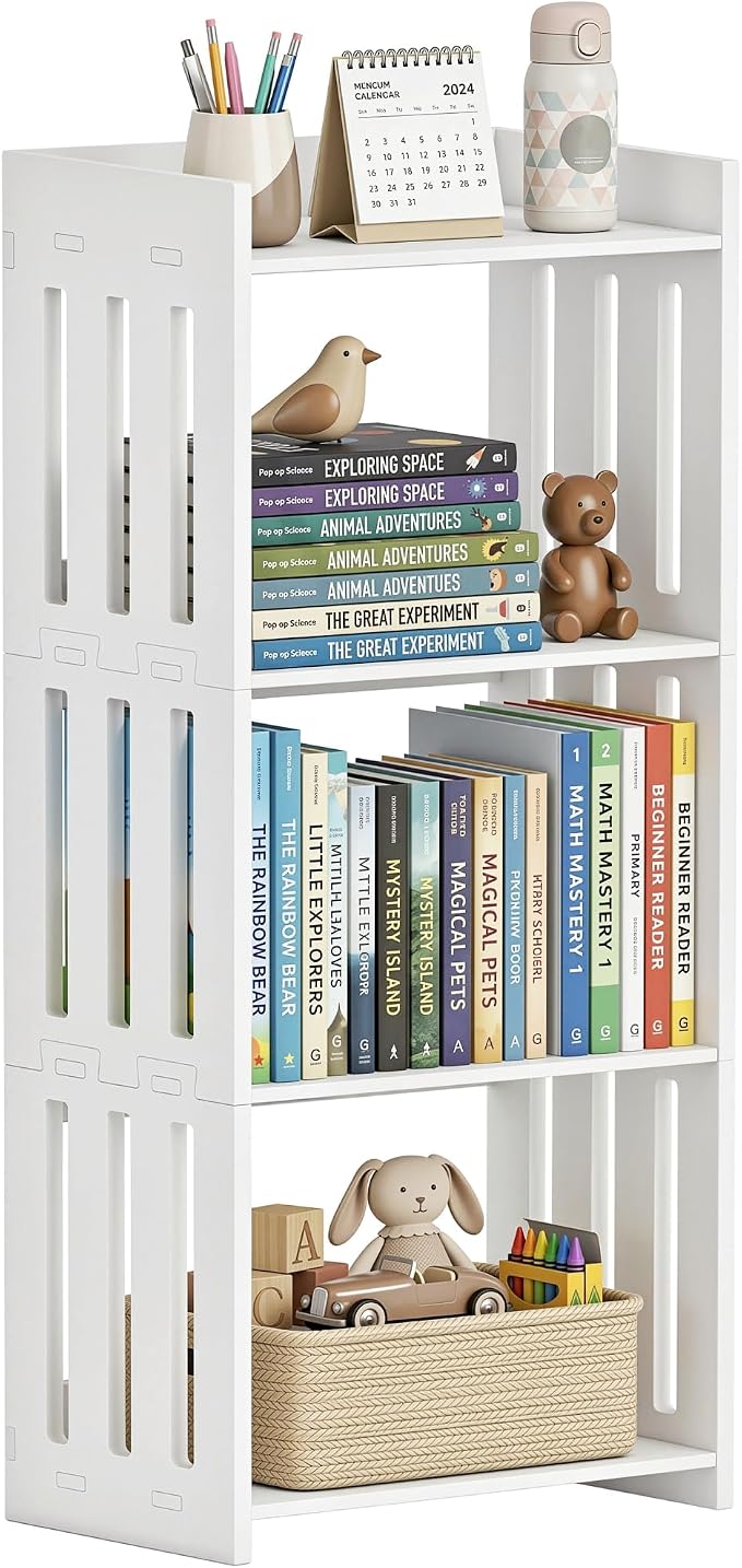 HAYOFAMY Bookshelf, Bookcase for Small Spaces, 4 Tier Shelf White Book by HAYOFAMY
