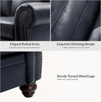 60" Wide Genuine Leather Chesterfield Loveseat, 2 Seat Leather Sofa - Image 7