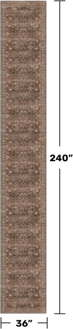 Brown Washable 3x20 Extra Long Hallway Runner Rug, Neutral Boho Large Kitchen - Image 2