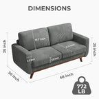 Vesgantti 68" Loveseat Sofa Dark Gray, Comfy Corduroy Couch - Image 2