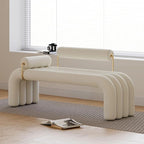 LOVEDIMA Modern White Line Tufted Bench Upholstered Entryway Bench Velvet - Image 8