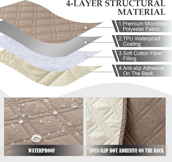 Genina L Shape Couch Cover, Sectional Couch Chaise Covers, Waterproof Washable - Image 3