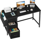 Lufeiya Computer Desk with Fabric File Drawers Cabinet, 55 Inch Reversible Home by LUFEIYA