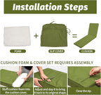 Outdoor Chaise Lounge Cushions for Patio, Waterproof Replacement Seat Cushions - Image 6