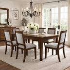 HomePop Open Back Upholstered Wood Frame Dining Chairs - Image 2