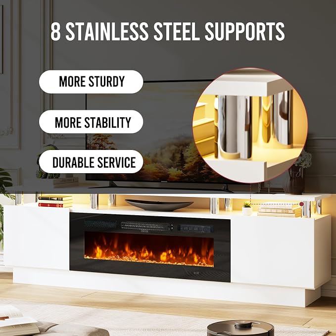70" TV Stand & Entertainment Center, Media Console - Image 9