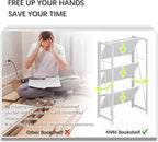 4NM No Assembly Folding Bookshelf Storage Shelves 3 Tiers Vintage Bookcase - Image 7