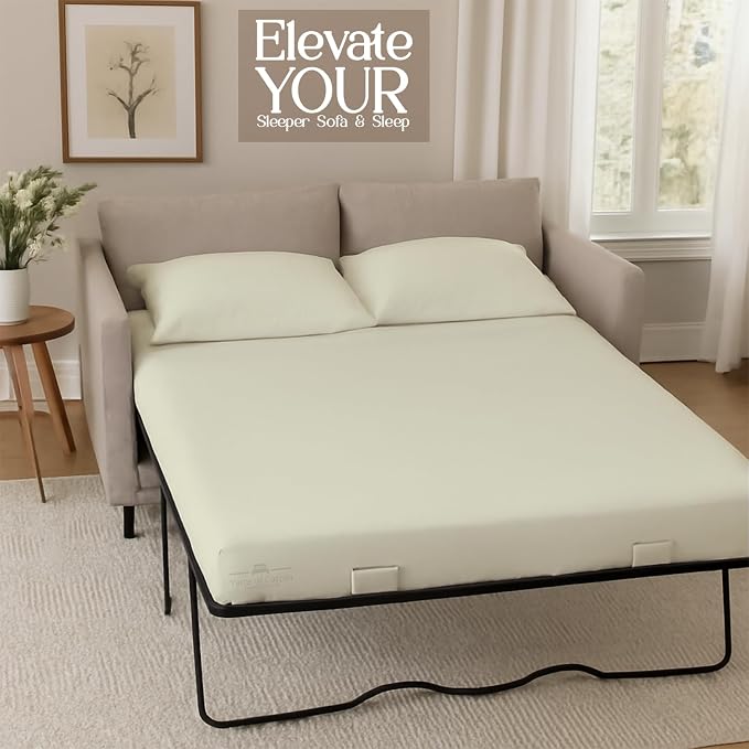 Sleeper Sofa Bed Sheet, 100% Cotton 400 Thread Count, 4 Piece Set, Deep Pocket - Image 5
