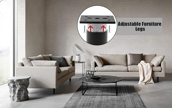 Set of 4 Furniture Legs 10 Inch, Adjustable Aluminum Alloy Cabinet Legs - Image 6