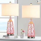 Ruzectt 25.5" Coastal Glass Table Lamps Set of 2, 3-Way Dimmable Touch Control by Home