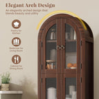 71" Tall Arched Cabinet with Acrylic Door, Modern Curio Arched Bookcase with - Image 3
