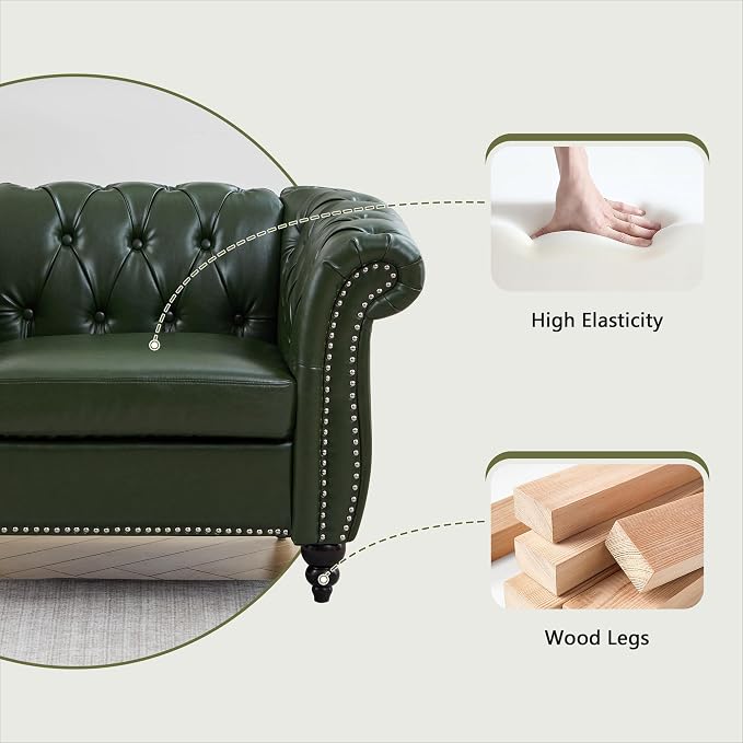 QHITTY 2 Piece Living Room Set, Chesterfield Sectional Sofa Chair Contemporary - Image 7
