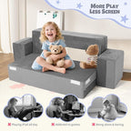 5 Pcs Modular Kids Play Couch, Toddler Couches That Fold Out, Plush Foam Chair - Image 6