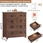 Joaxswe Farmhouse 5 Drawer Dresser - Image 2