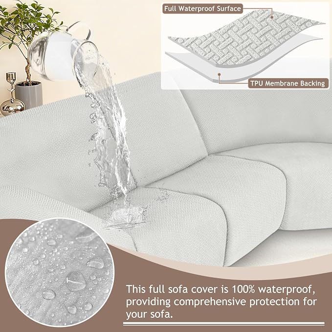 ALIECOM 100% Waterproof Recliner Sectional Couch Covers L Shape Stretch Corner - Image 4