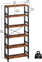 IRONCK Bookshelf, 31.5in Wide Shelf 6 Tier Bookcase, 110lbs/shelf Vintage - Image 3