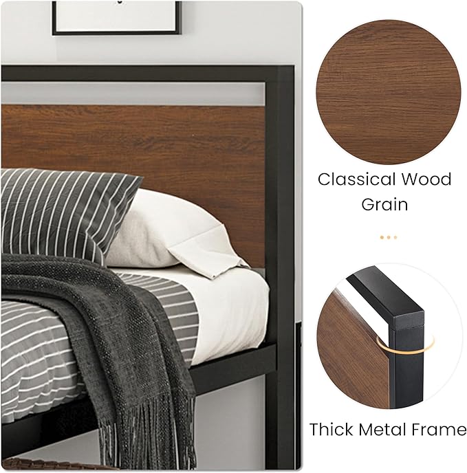 SHA CERLIN 14 Inch King Size Metal Platform Bed Frame - Image 4