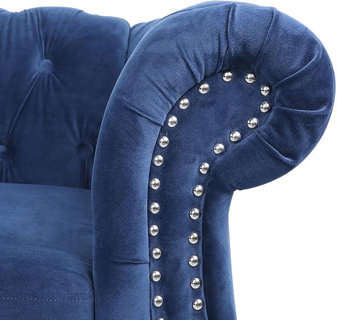 AVZEAR 3 seat Sofa, Velvet Living Room Large Sofa Modern Chesterfield Fabric - Image 7