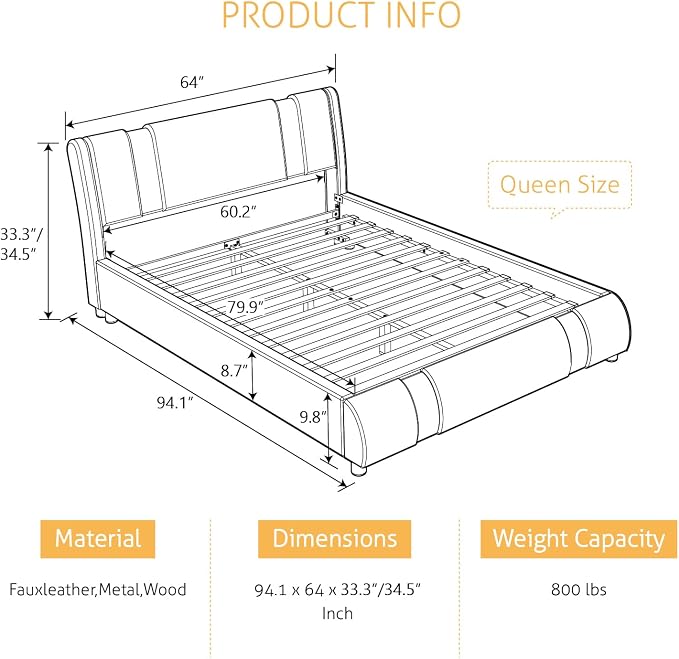 SHA CERLIN Queen Platform Bed Frame - Image 2