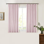 Light Pink Pleated Black Out Linen 45 Inch Curtains - Image 8