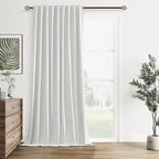 White 100% Blackout Linen Curtains 60 Inch Wide by 96 Inch by Guken