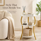 Vintage Small Round Side Table, 3-Tier Slim Waist Circular End Table - Image 4