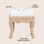 JONATHAN Y Rowan 18.5" Natural Woven Rattan Vanity Stool - Image 4