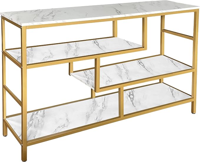 AT-VALY Console Table 4-Tier Storage Shelves Entryway Table Hallway Tables by AT-VALY