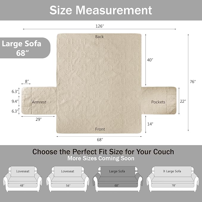 Quilted Camel Sofa Slipcovers - Image 7