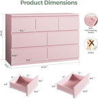 Jocoevol Modern Pink 7 Drawer Dresser - Image 2