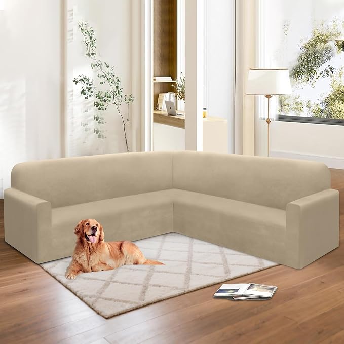 HDCAXKJ Corner Sectional Couch Covers Velvet Stretch L Shape Sofa Cover Soft - Image 6
