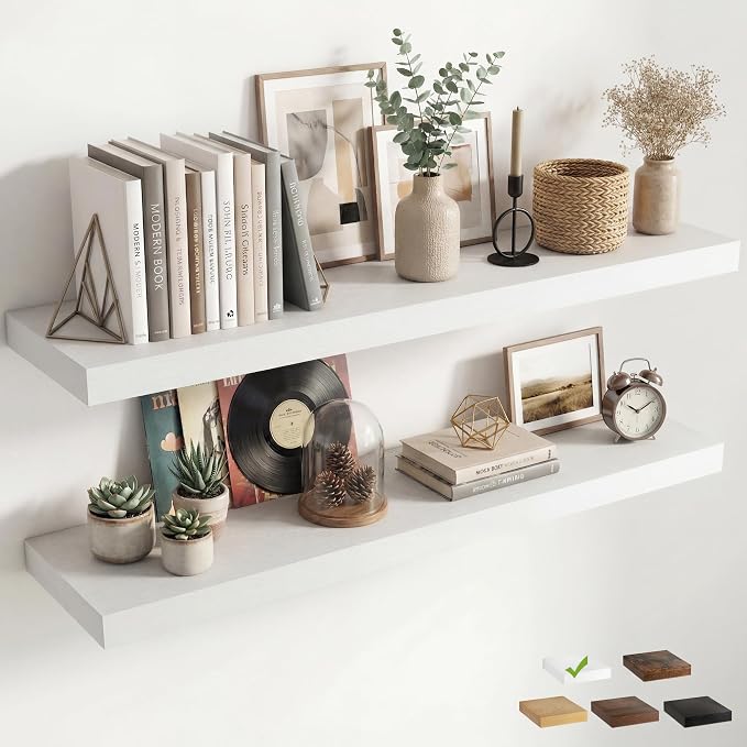 12 inch Deep Floating Shelves for Wall, 55 inch Wide Engineered Wood Wall by Venusmiles