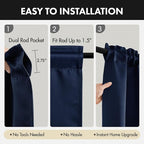 MIULEE 4-Panel 36 Inch Blackout Kitchen Tier Curtains Over Sink Navy Blue | - Image 5