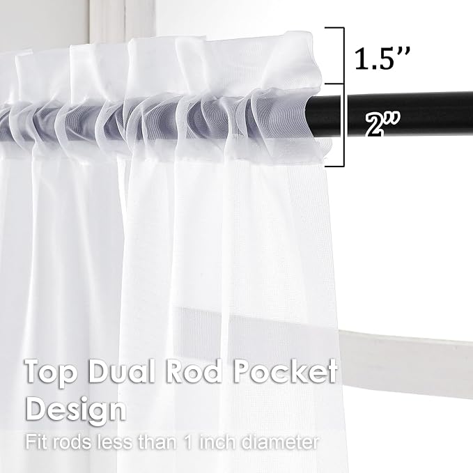 2 Pack White Sheer Curtain Panels - Image 3
